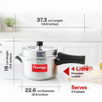 Prestige Popular Plus Svachh Virgin Aluminium Gas And Induction Compatible Outer Lid Pressure Cooker, 4 L (Silver), 4 liter