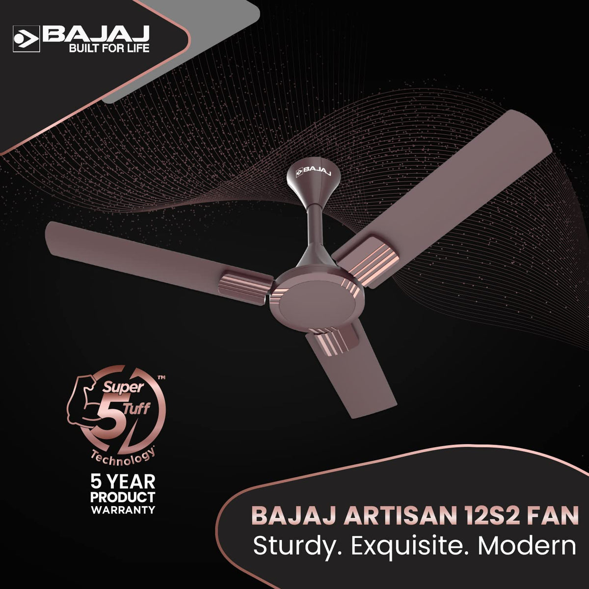 Bajaj Artisan 12S2 1200MM Ceiling Fans for Home | BEE-2 Star Rated Energy Efficient |