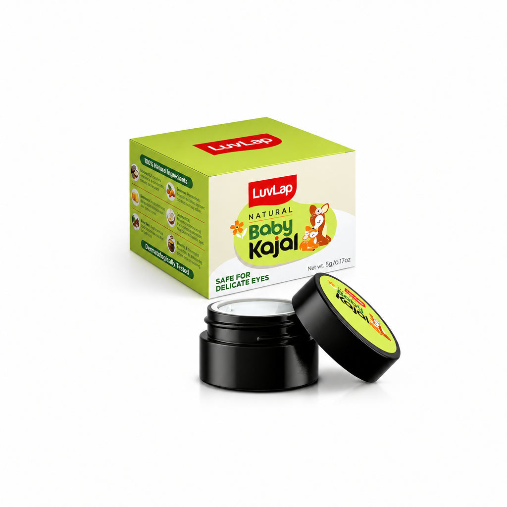 LuvLap 100% Natural Baby Kajal 5g, with Pure Cow Ghee, Cocoa Butter, Coconut Oil, Sweet Amond & Castor Oil, Soothes & Nourishes Eyes of New Born & Kids, Irritation-free, Dermatologically Tested