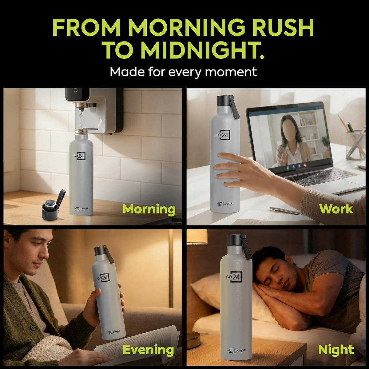 Stainless Steel Water Bottle Oslo Grey 980ml