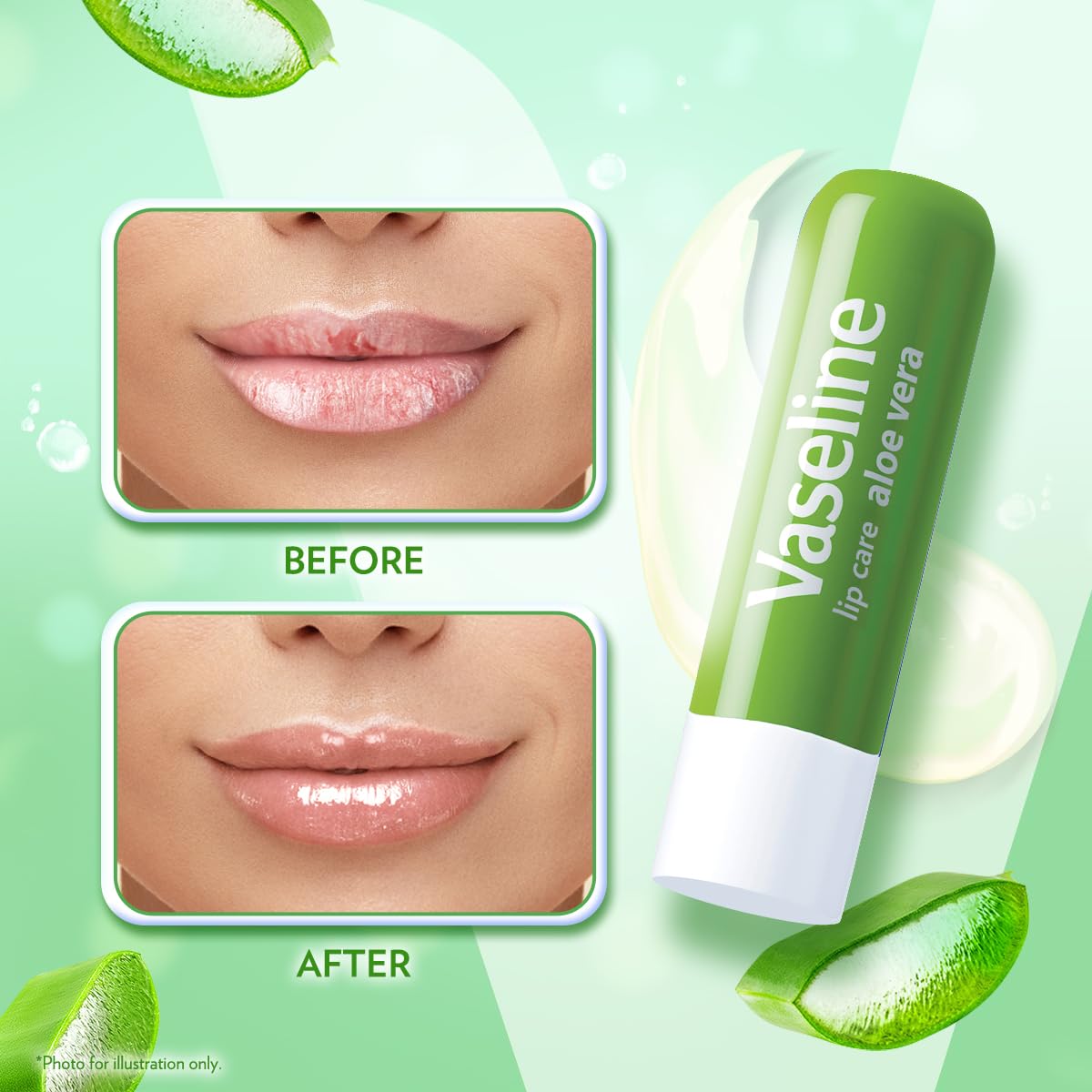 Vaseline Lip Care | Aloe Vera Lip Balm Stick | Up to 48Hr moisturization | with aloe extract & petroleum jelly | made in South Korea | 4.8g