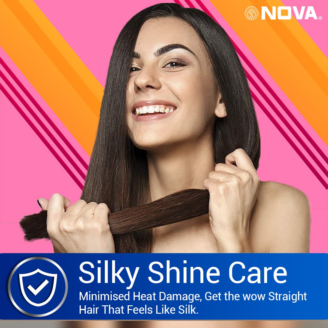 Nova NHS 841 Selfie Hair Straightener for Women (Blue)