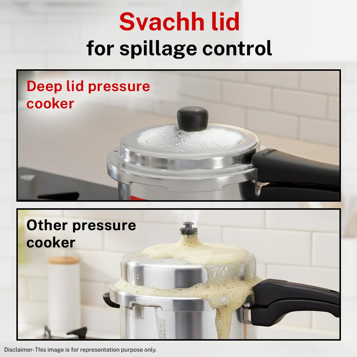 Prestige Popular Plus Svachh Virgin Aluminium Gas And Induction Compatible Outer Lid Pressure Cooker, 4 L (Silver), 4 liter