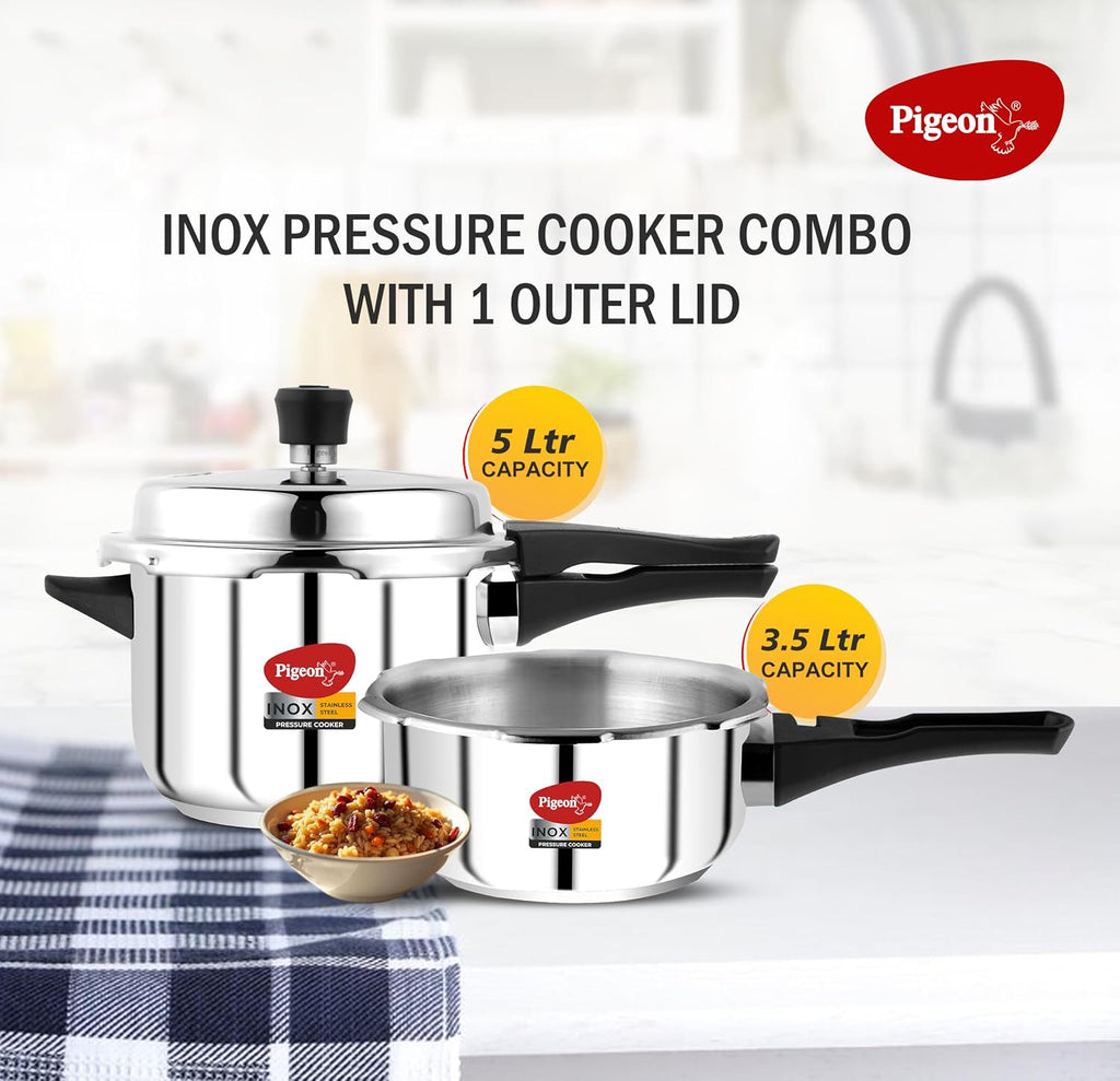 Pigeon by Stovekraft 14551 Induction Base Outer Lid Stainless Steel Pressure Cooker, 5L, Silver