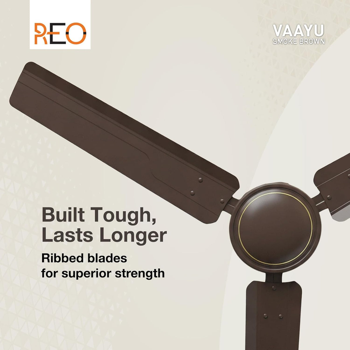Havells REO Vaayu 1200mm ES Ceiling Fan | High Speed, High Air Delivery | Strong & Powerful, Air Delivery: 220CMM| RPM: 370| 2 Year Warranty | (Pack of 1, Smoke Brown)