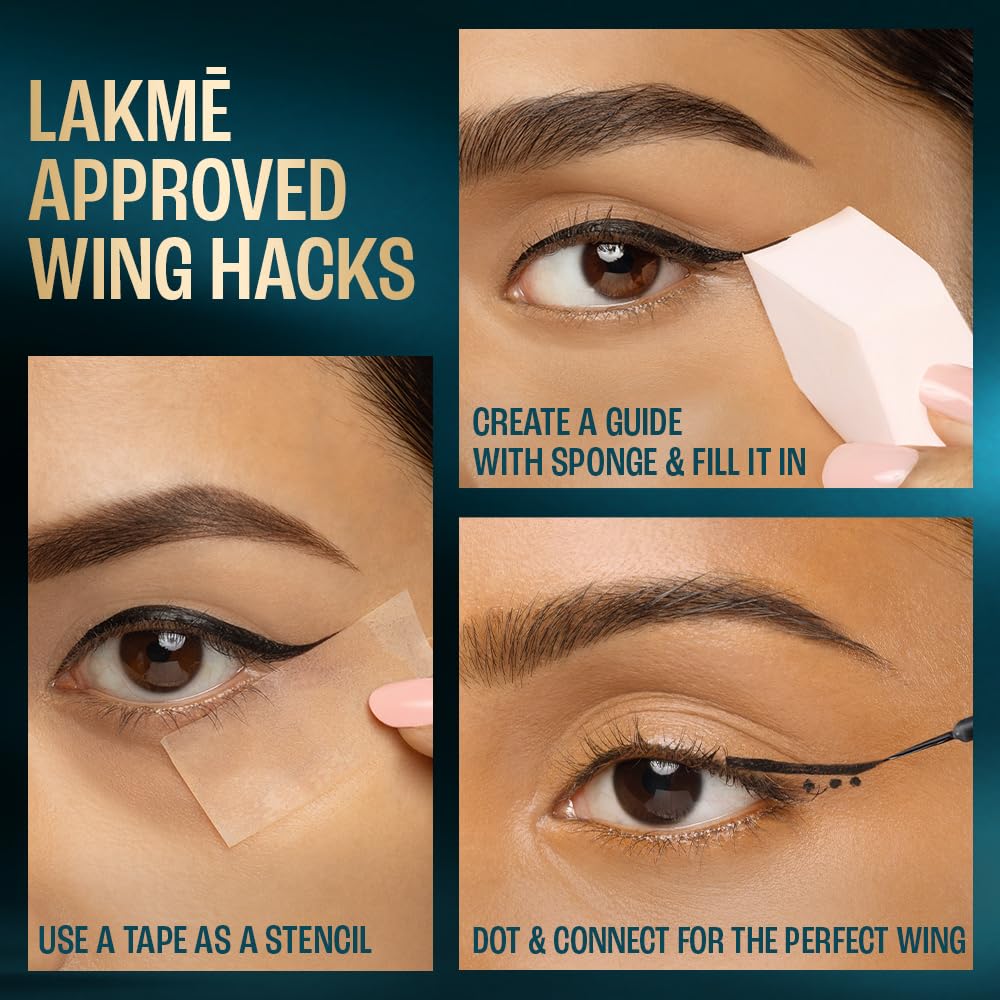 LAKME 9to5 Eyeconic Waterproof Liquid Eyeliner, Intense Black, 4.5 ml, for Precise Eye Definition, with Quick-Dry Formula, Smudgeproof and Waterproof