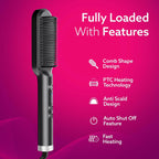AGARO Hair Straightening Brush, Hair Straightening Comb For Women, Fast Heating, Ionic Care, 5 Heat Settings, Hair Straightener, Hot Brush, Gives Naturally...