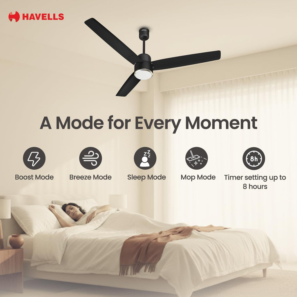 Havells FAB BLDC Underlight 1200 mm Ceiling Fan| 5 Star| Upto 65% Saving| Air Delivery: 235 cmm|Low Wattage: 30W|