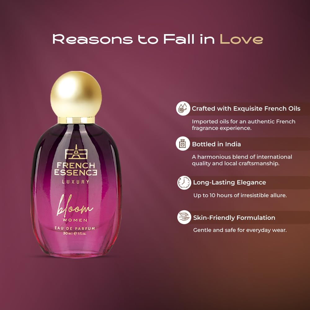 French Essence Bloom Eau de Parfum for Women | Long-Lasting Luxury Perfume | Ideal Gift for Wife & Girlfriend |30 ml Each | Pack of 2