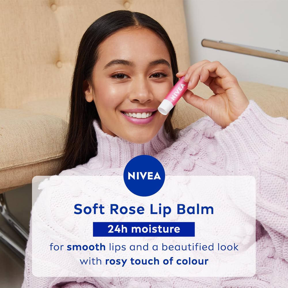 NIVEA Soft Rose Shine 4.8g Lip Balm|24 H Melt in Moisture Formula|Natural Oils|Glossy Finish,4.8 g (Pack of 1) NIVEA Soft Rose Shine 4.8g Lip Balm|24 H Melt in Moisture Formula|Natural Oils|Glossy Finish,4.8 g (Pack of 1)