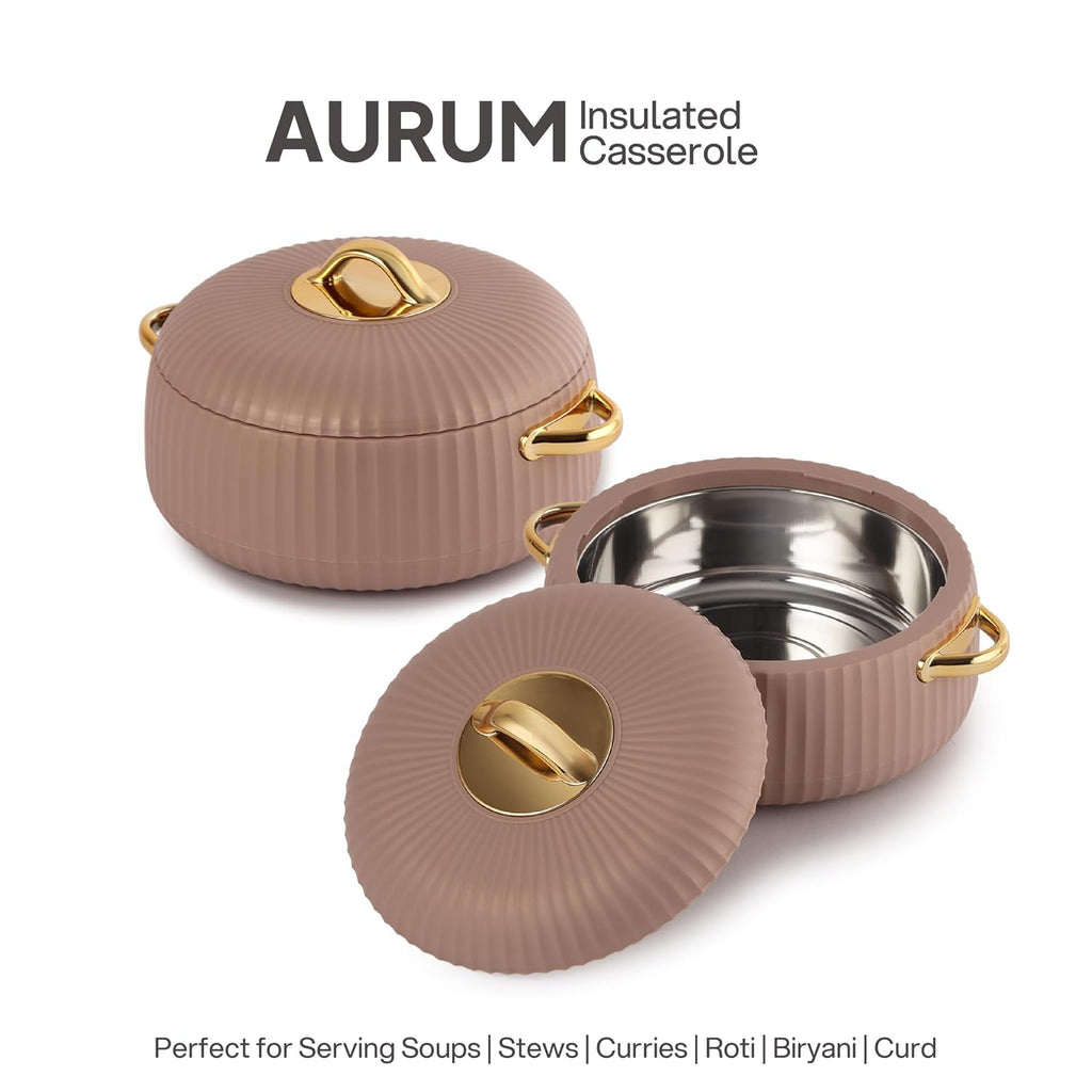 CELLO Aurum Insulated Casserole Hot Pot Box Set of 2 Pcs 1000ml Brown |