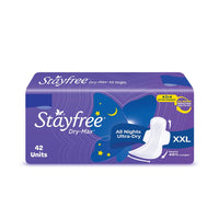 Stayfree Dry Max All Night XXL Sanitary Pads For Women | 42 Pads | Dry Cover | Provides Dry Feel for Up to 12 Hours | Super Lock Gel Pockets to Absorb Heavy Flow
