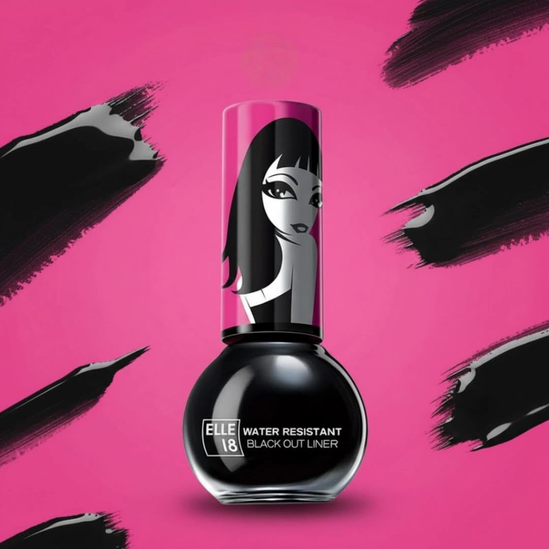 Elle 18 Water Resistant Black Out Eye Liner|| Black|| 5 ml
