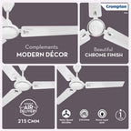 Crompton SUREBREEZE HILL BRIZ NEO 1200 mm (48 inch) Ceiling Fan (Opal White) Star rated energy efficient fans