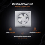 V-Guard Aerotide 6 Exhaust Fan; Speed: 1350 RPM; Sweep: 15 cm and Air Delivery 330 m³/Hr (White) (Blade Size: 6 inch)