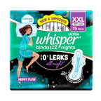 Whisper Bindazzz Nights 15 XXL Sanitary Pads, Upto 0% Leaks All Night Long, For Heavy Flow