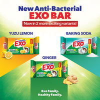 Exo Dishwash Bar, 360gm (90gm X (3 + 1 Bar Free) | Complete Dishwashing Solution With Anti-Bacterial Efficacy & Goodness of Ginger Remove Tough Grime Stains | Experience Hygienic & Superior Cleaning