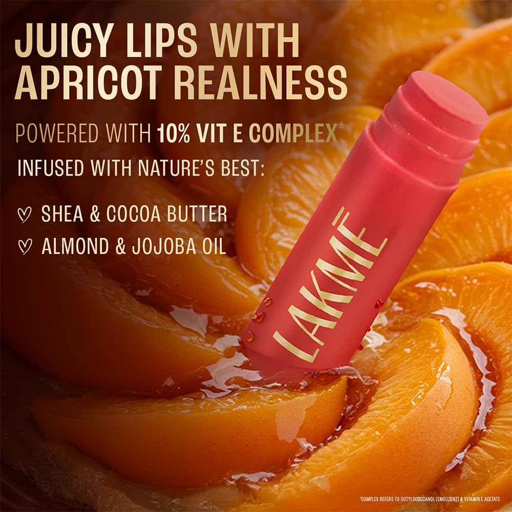 Lakme Lip Love Care Stick Apricot, with 10% Vitamin E Complex, nourished with Shea & Cocoa Butter and enriched with Almond & Jojoba Oil for 24hr...
