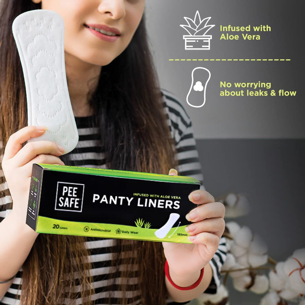 Pee Safe Panty Liners For Women Daily Use with Aloe Vera 20 Liners | 185mm