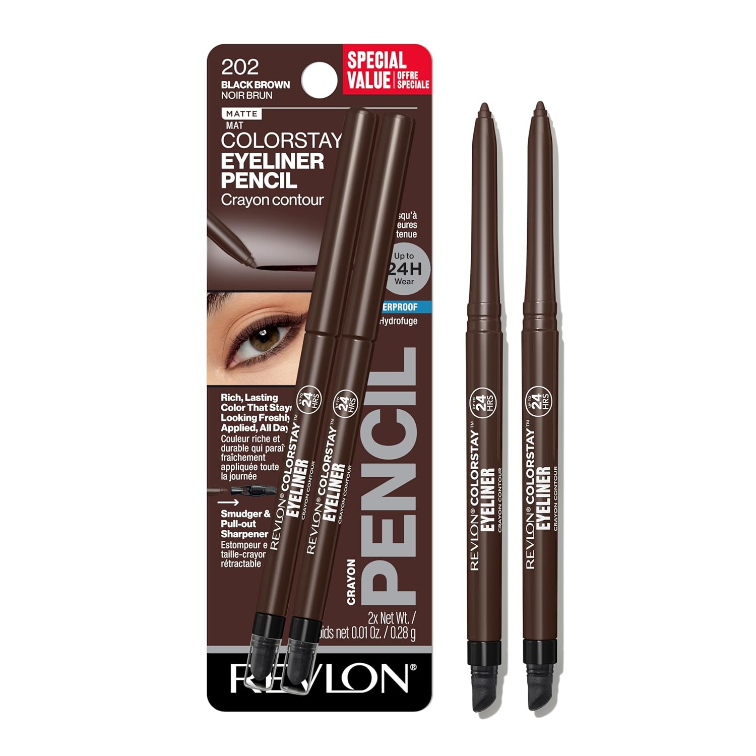 Revlon Colorstay Eye Liner Twin Pack, Black Brown, 0.01 Ounce