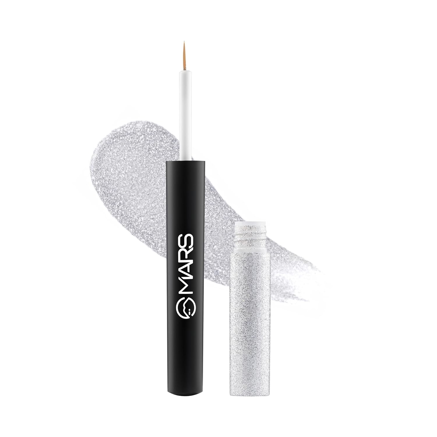 MARS Twinkle Wink Glitter Eyeliner (1.6 ml) (03-SILVER SPARKLE) | Long-Lasting Sparkle Liquid Liner | Smudge-Proof, Quick-Dry Eye Makeup for Party, Wedding..