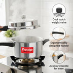 Prestige Popular Plus Svachh Virgin Aluminium Gas And Induction Compatible Outer Lid Pressure Cooker, 4 L (Silver), 4 liter