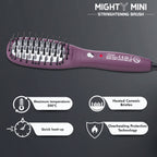VEGA PROFESSIONAL Mighty Mini Hair Straightening Brush For Women With Ceramic Bristles, Overheating Protection Technology