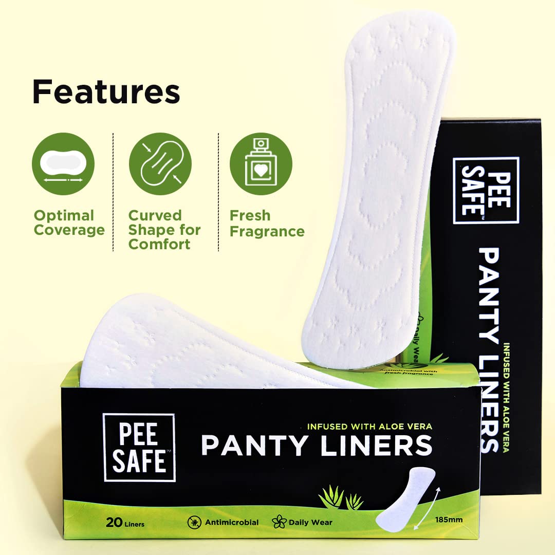 Pee Safe Panty Liners For Women Daily Use with Aloe Vera 20 Liners | 185mm