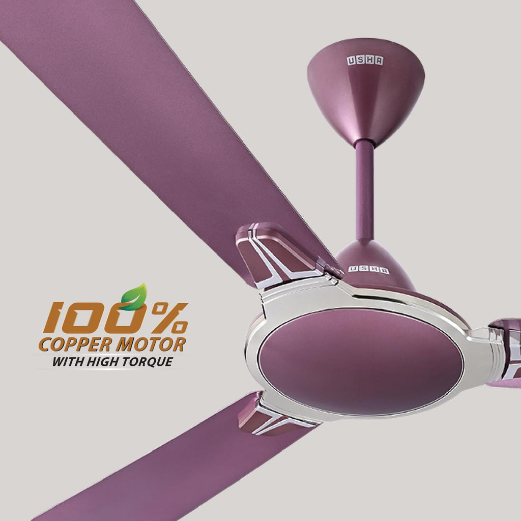 USHA Striker Platinum 1200mm Energy Saving High Speed Scratch & Dust Resistant Decorative Ceiling Fan |1star| ISI Certified ||Pearl White||Lavender Chrome|
