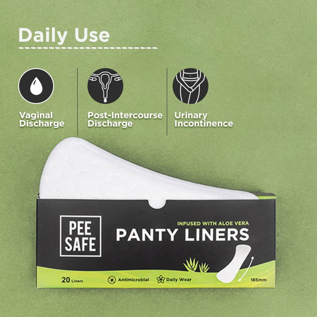 Pee Safe Panty Liners For Women Daily Use with Aloe Vera 20 Liners | 185mm