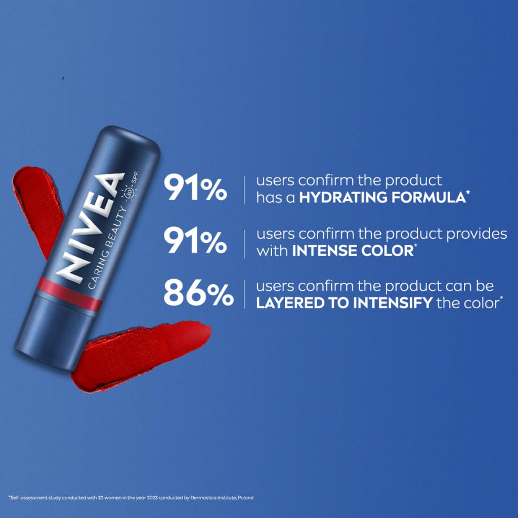 NIVEA Lip Caring Beauty Red Lip Balm | Lip & Cheek Tint with SPF 30