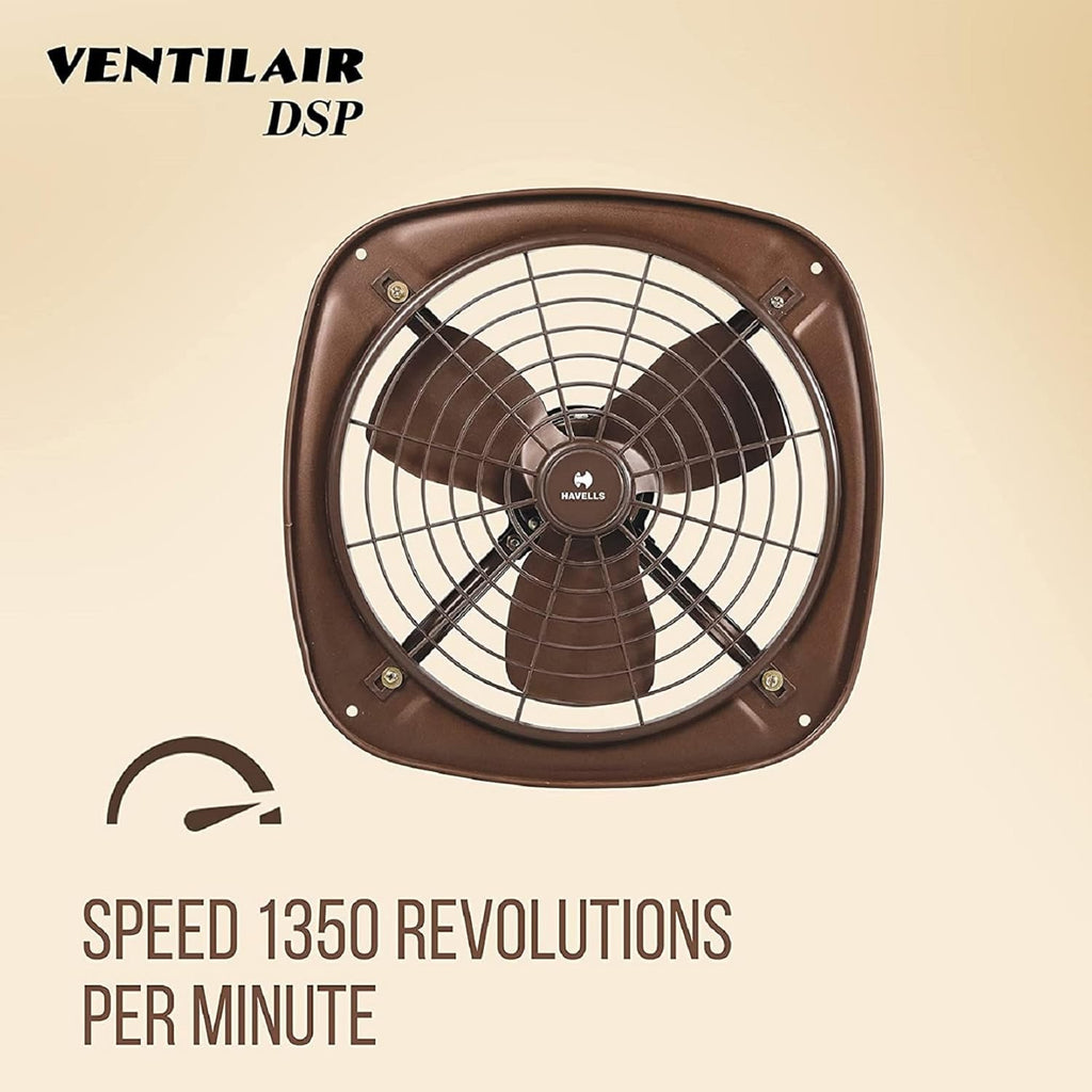 Havells Ventil Air DSP 300mm Exhaust Fan | Strong Air Suction, Rust Proof Body |Suitable for Bathroom, Kitchen, and Office| Warranty: 2 Years | (Pack of 1, Choco Brown)