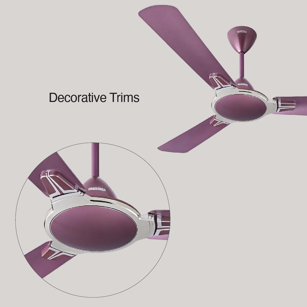 USHA Striker Platinum 1200mm Energy Saving High Speed Scratch & Dust Resistant Decorative Ceiling Fan |1star| ISI Certified ||Pearl White||Lavender Chrome|