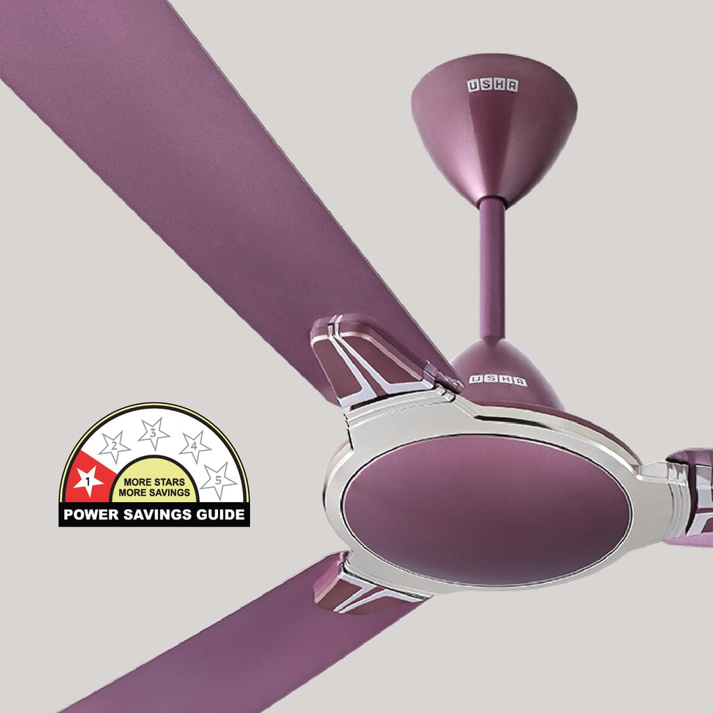 USHA Striker Platinum 1200mm Energy Saving High Speed Scratch & Dust Resistant Decorative Ceiling Fan |1star| ISI Certified ||Pearl White||Lavender Chrome|