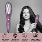VEGA PROFESSIONAL Mighty Mini Hair Straightening Brush For Women With Ceramic Bristles, Overheating Protection Technology