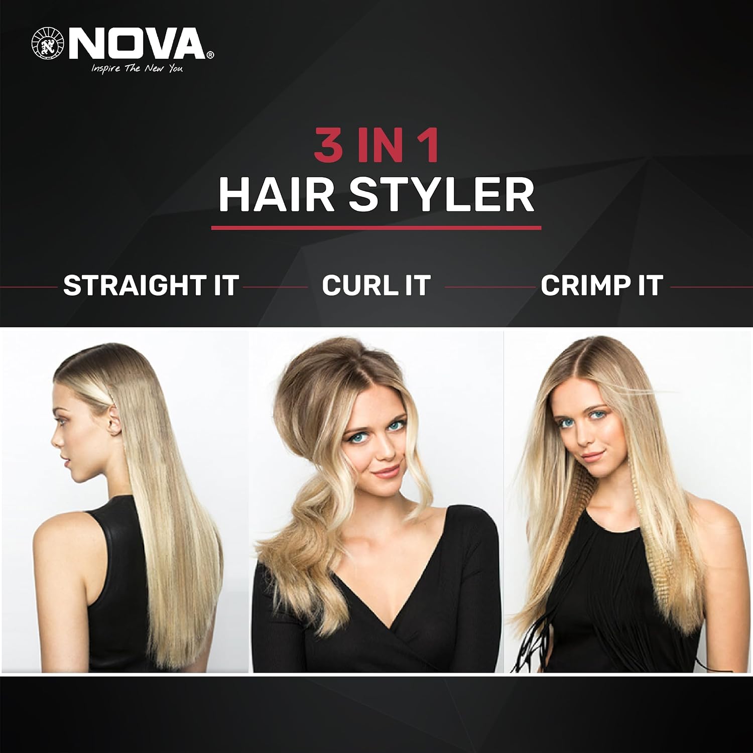 NOVA 2 in 1 NHS 801 Hair Straightener (Black, Pink)