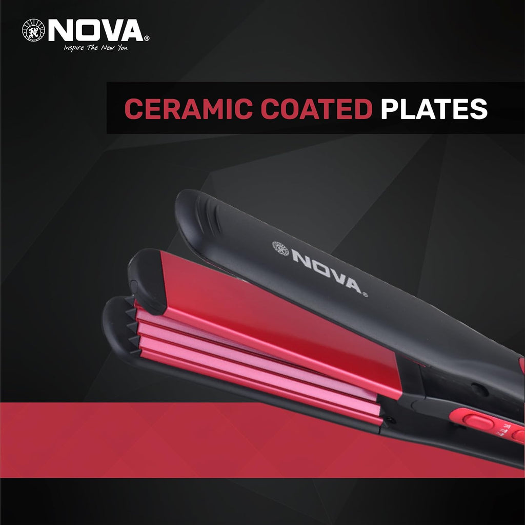 NOVA 2 in 1 NHS 801 Hair Straightener (Black, Pink)