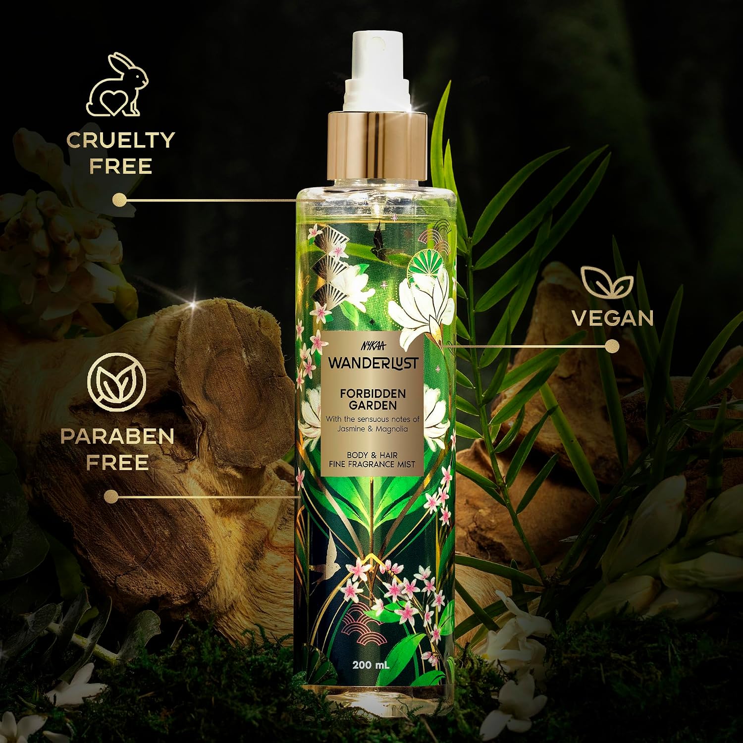 Nykaa Wanderlust Forbidden Garden Body & Hair Fine Fragrance mist 200 ml