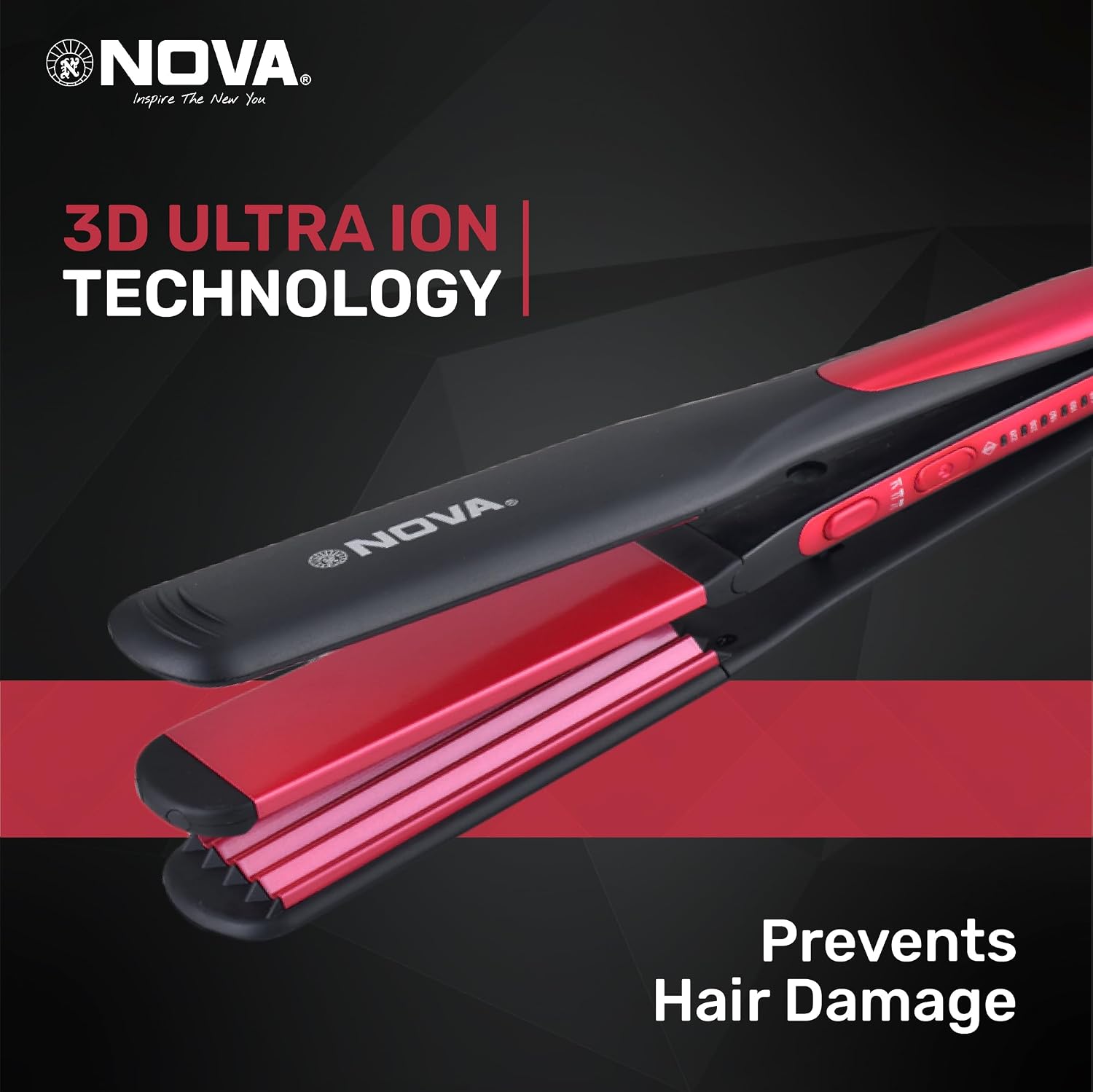 NOVA 2 in 1 NHS 801 Hair Straightener (Black, Pink)