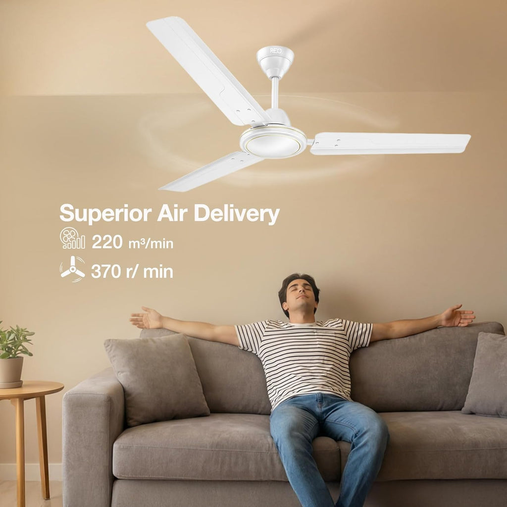 Havells REO Vaayu 1200mm ES Ceiling Fan | High Speed, High Air Delivery | Strong & Powerful, Air Delivery: 220CMM| RPM: 370| 2 Year Warranty |