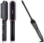 AGARO HSB2107 Hair Straightening Comb, Fast Heating, Ionic Technology, 5 Heat Settings, Black & HC-8001 Chopstick Hair Curler with 10 mm Barrel &...