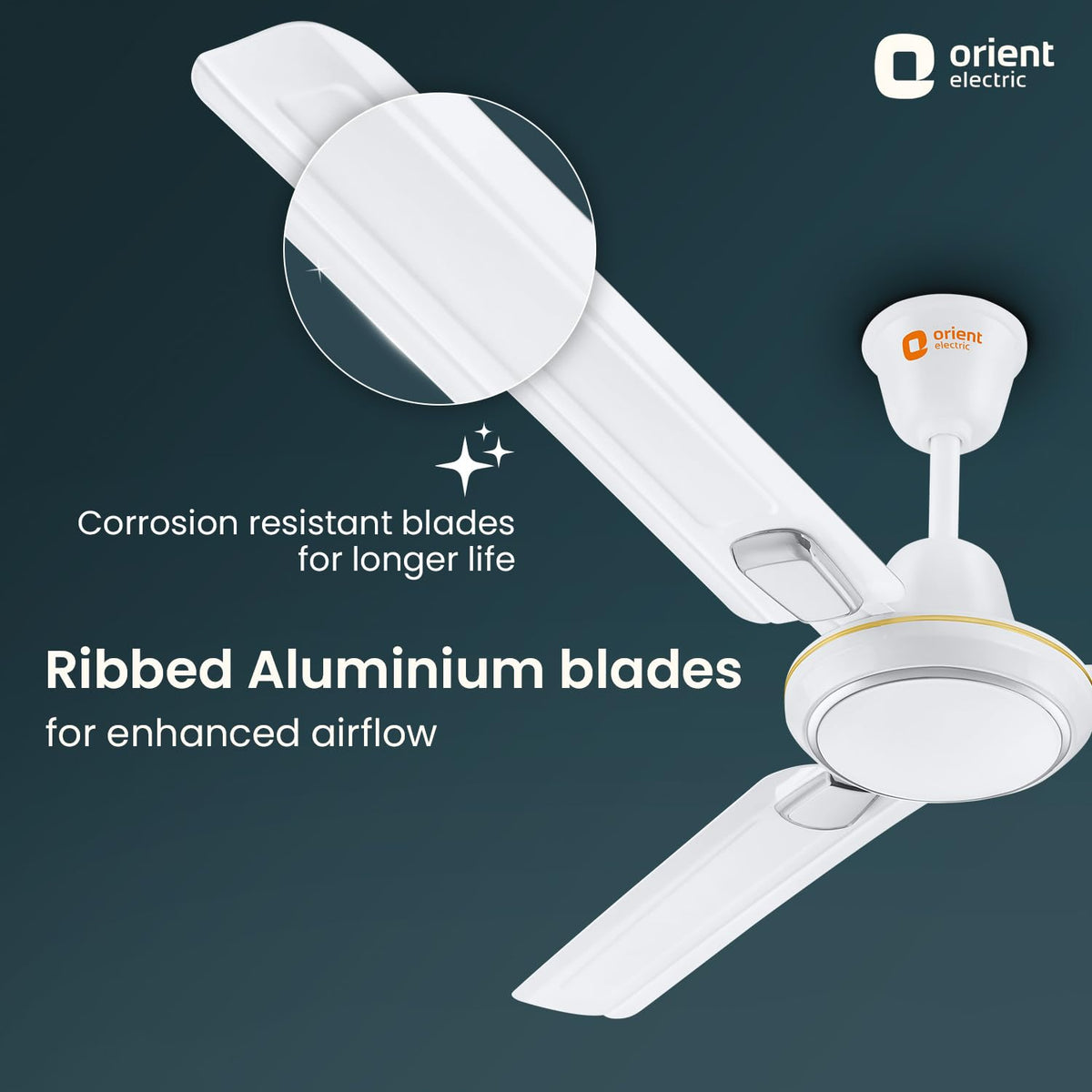 Orient Electric 1200 mm Pacific Air Déco| Decorative ceiling fan | Powerful airflow| BEE1 Star Rated | 2-year warranty | White Silver, pack of 1