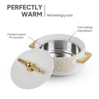 CELLO Jewel NX Insulated Serving Casserole Hot Pot Case for Daily Use 1500 ml, White |