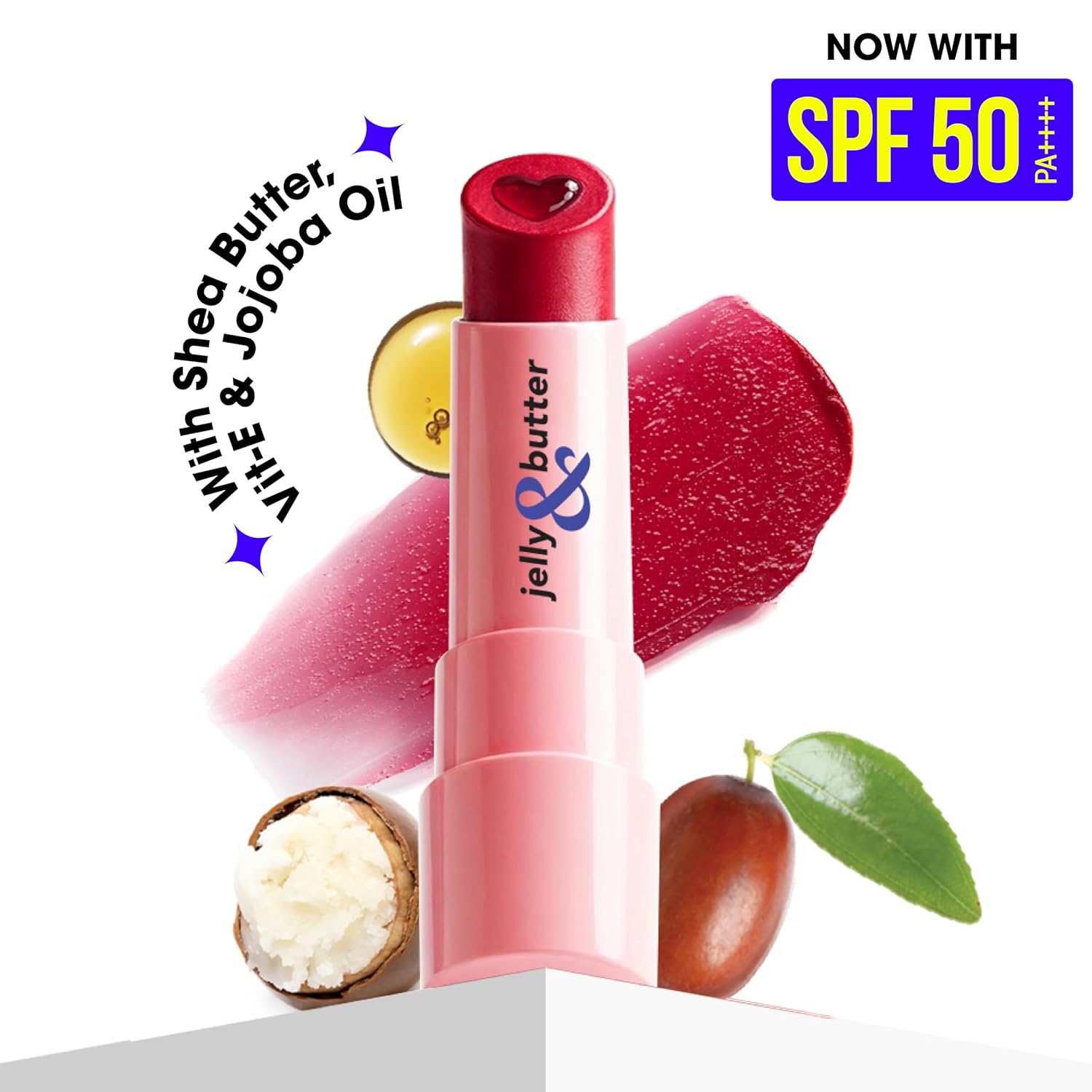 Blue Heaven Jelly & Butter SPF 50 Lip Balm infused with Jojoba Oil, Shea Butter + Vitamin E, smoothens Dry & Chapped Lips, Fades Pigmentation,...