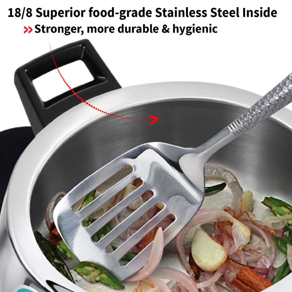 Hawkins Contura 3.5 Litre Triply Stainless Steel Pressure Cooker | Curved Body | Induction & Gas Compatible | Ideal for 4–5 persons | ISI Certified |..