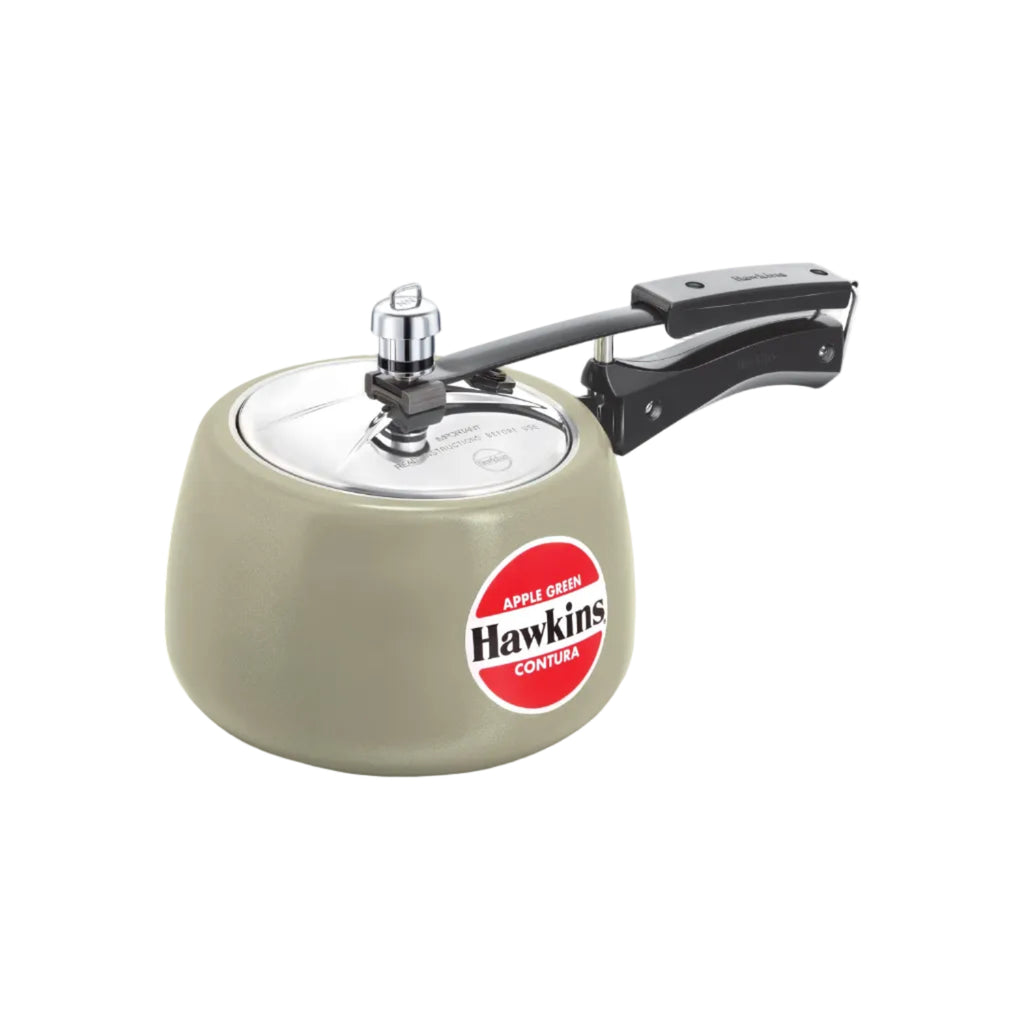 Hawkins Ceramic Coated 3 Litre Pressure Cooker | Handi Style | Gas Compatible | Ideal for 3–4 persons | ISI Certified | 5 Year Guarantee | Apple Green (CAG30)