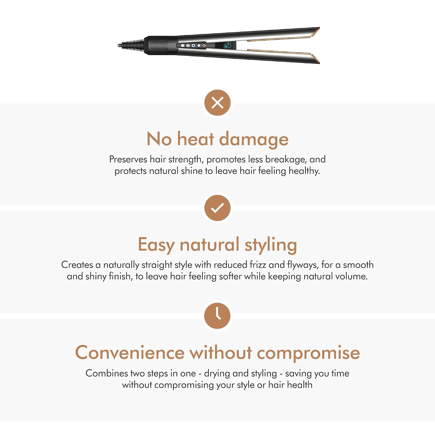 Dyson Airstrait™ Straightener| Wet to Dry Straightener| No Heat Damage| 2 in 1 Straightening|