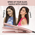 Vega Glam Glitz 2 In 1 Hair Styler, Straightener & Crimper with Keratin Infused Ceramic Coated Plates & 5