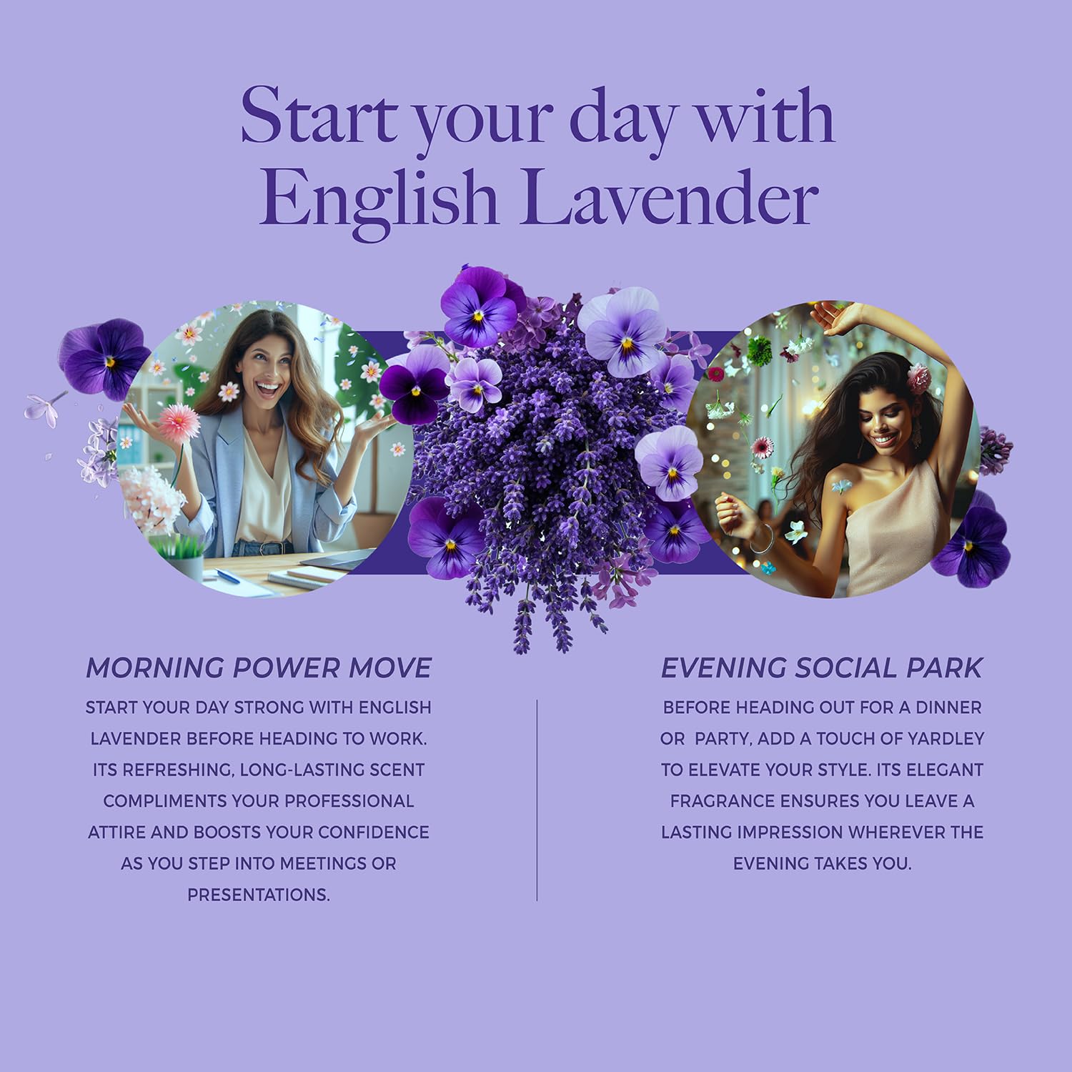 Yardley London English Lavender Perfume for Women, 100ml – 90% Naturally Derived, Daily Wear Spray | Lavender & Musk Fragrance