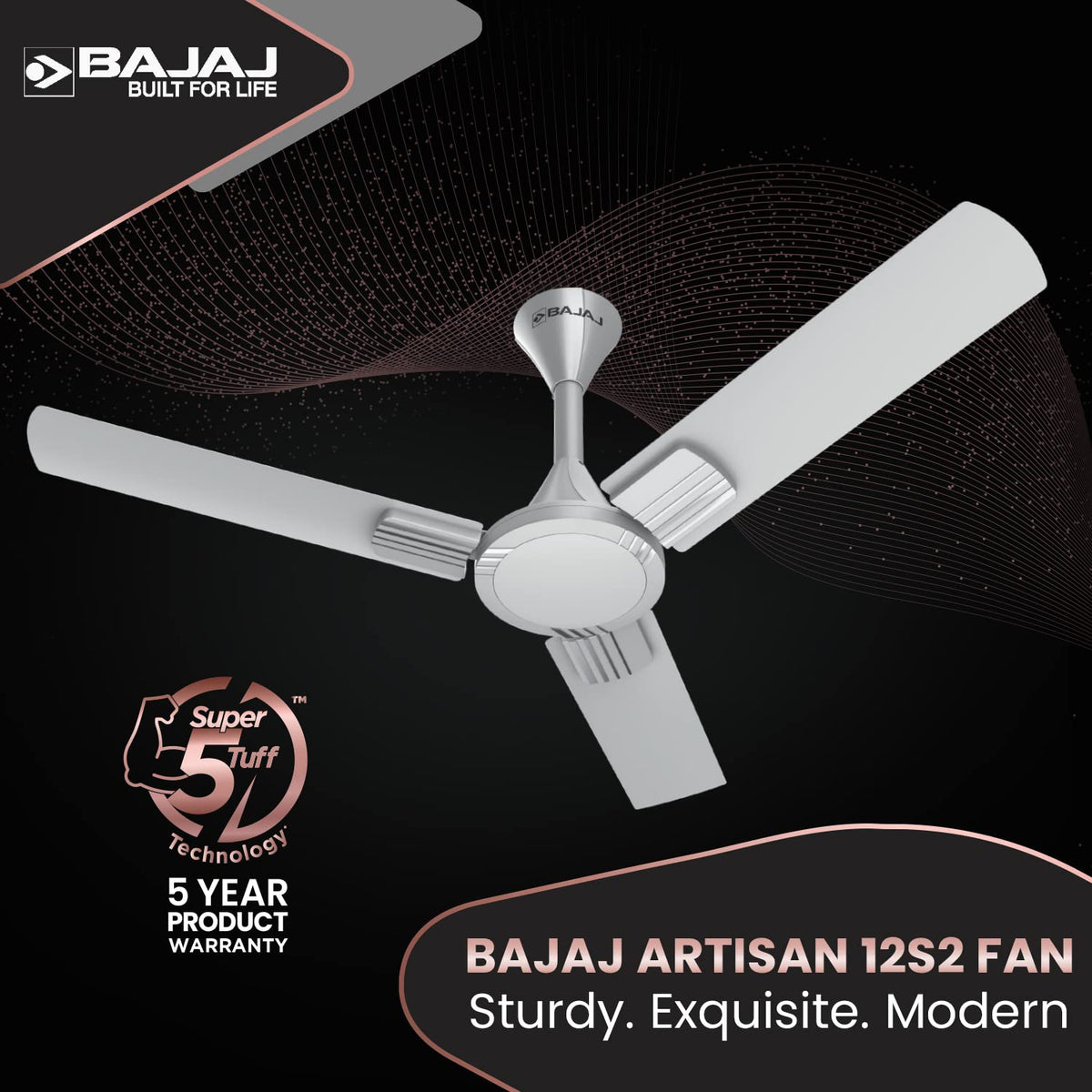 Bajaj Artisan 12S2 1200MM Ceiling Fans for Home | BEE-2 Star Rated Energy Efficient |